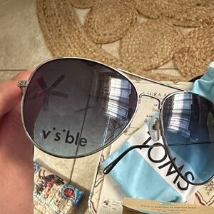 Silver Aviator Sunglasses - Blue Gradient Lenses